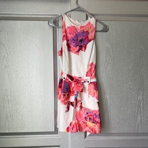 Yumi Kim White Mini Dress with Pink & Purple Floral Print